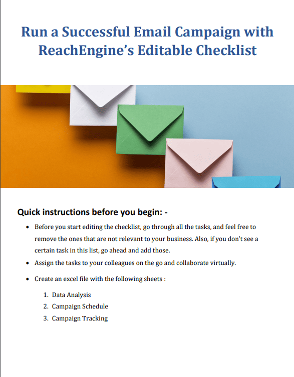 run a email campaign with editable checklist